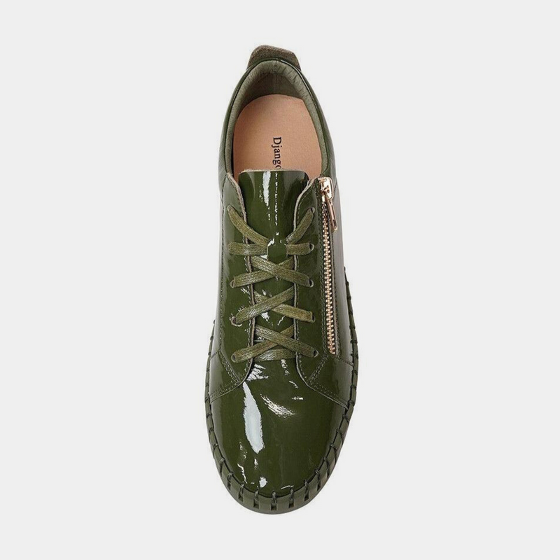 Bump Khaki Patent Leather Sneakers