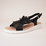 Malika Black/White Leather Sandals