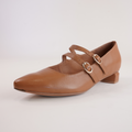 Fuela Dark Tan Leather Flats