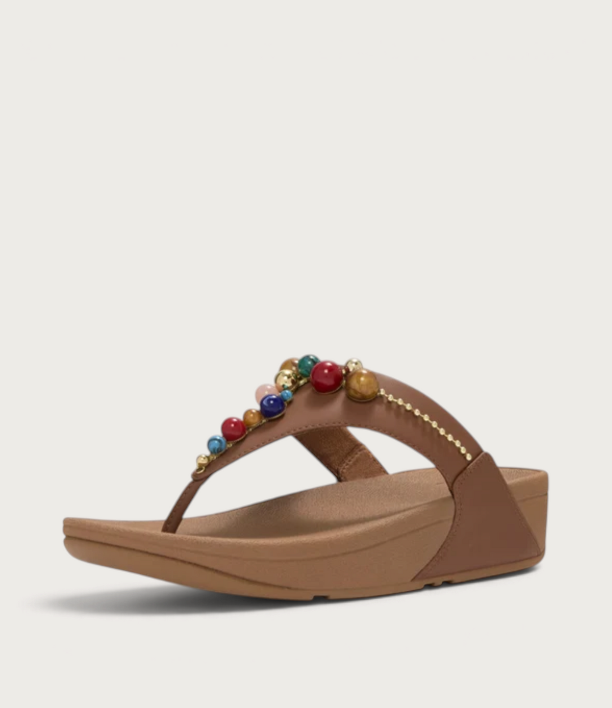 Lulu Leather Beaded Toepost Terracotta Tan Sandals