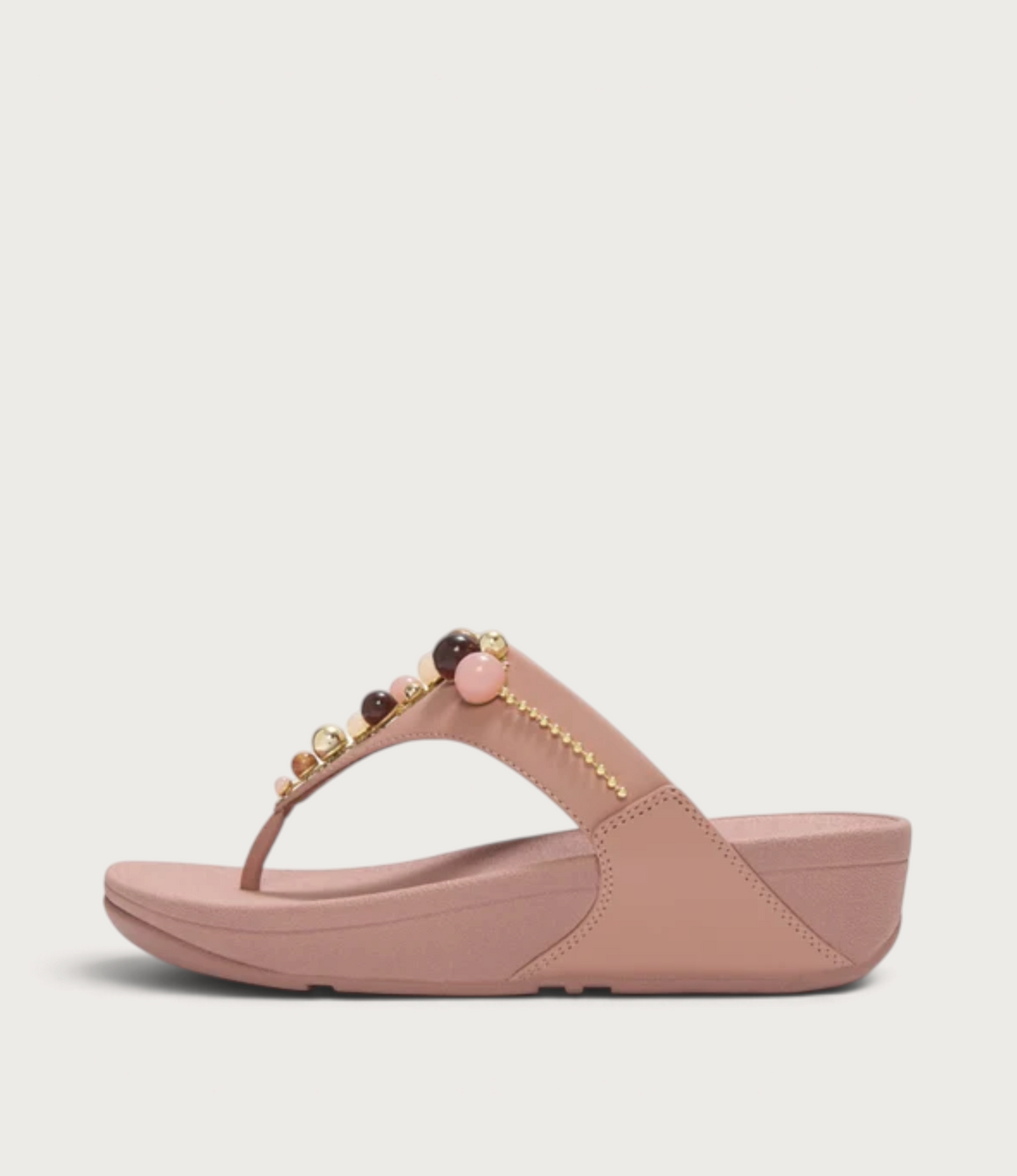 Lulu Leather Beaded Toepost Clay Blush Multi Sandals