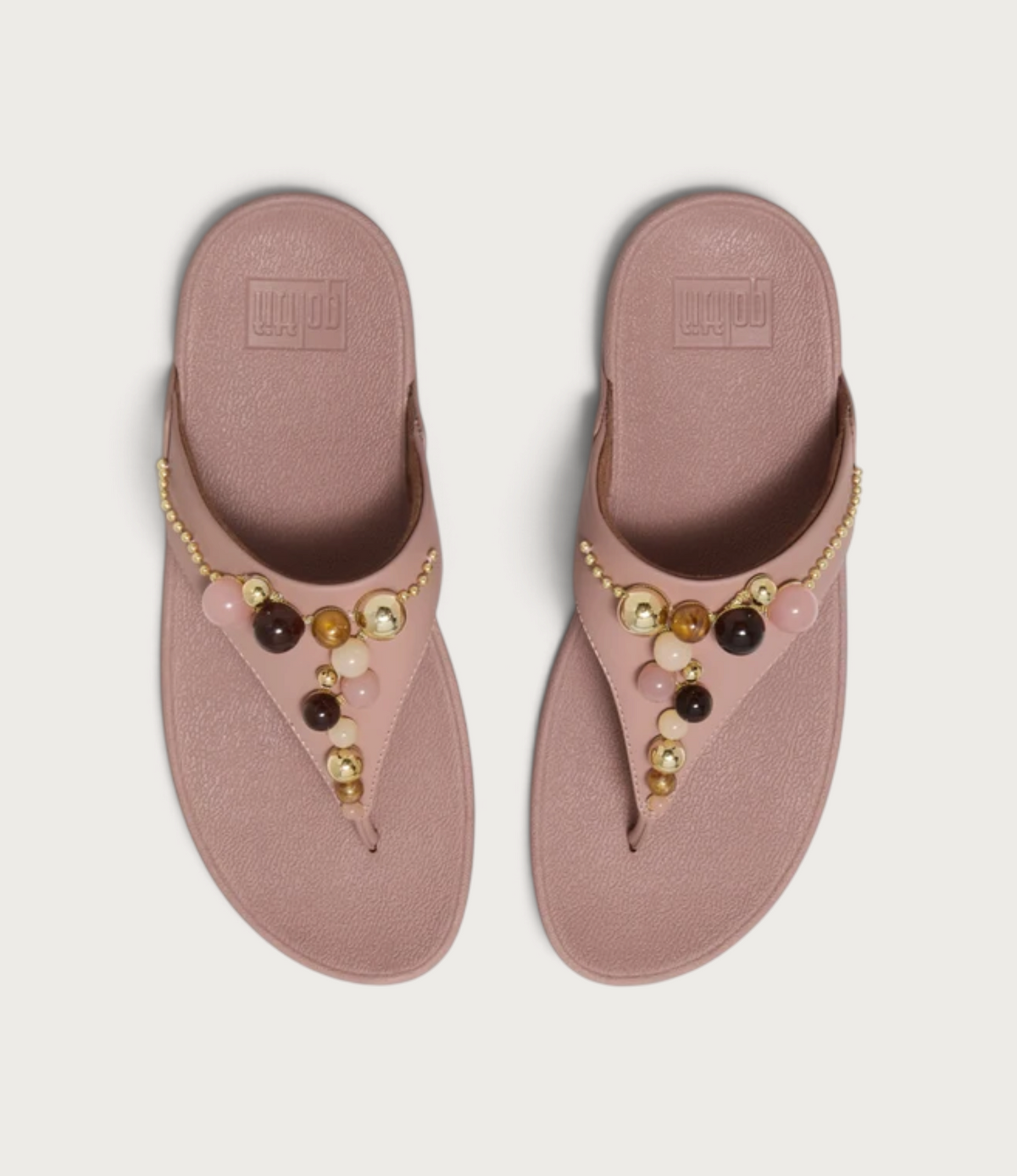 Lulu Leather Beaded Toepost Clay Blush Multi Sandals