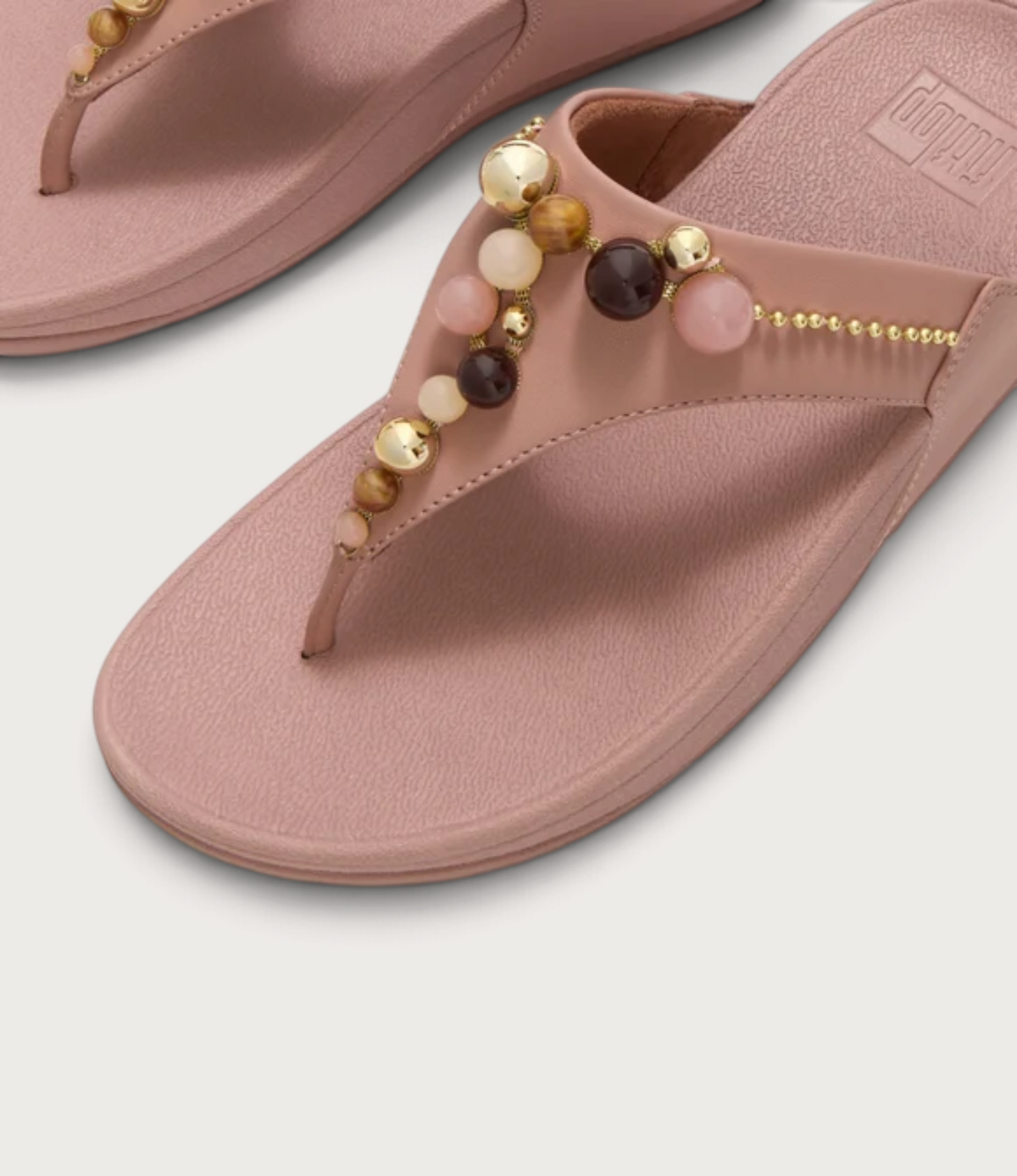 Lulu Leather Beaded Toepost Clay Blush Multi Sandals