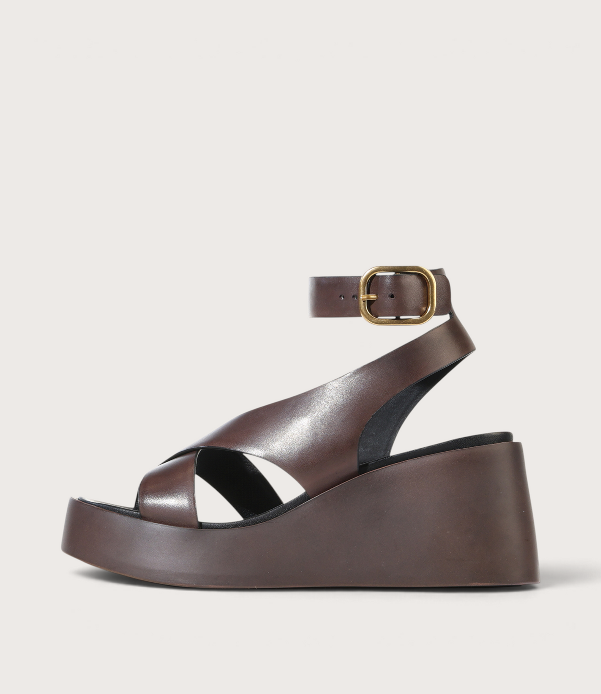 Arielle Chestnut Leather Wedges