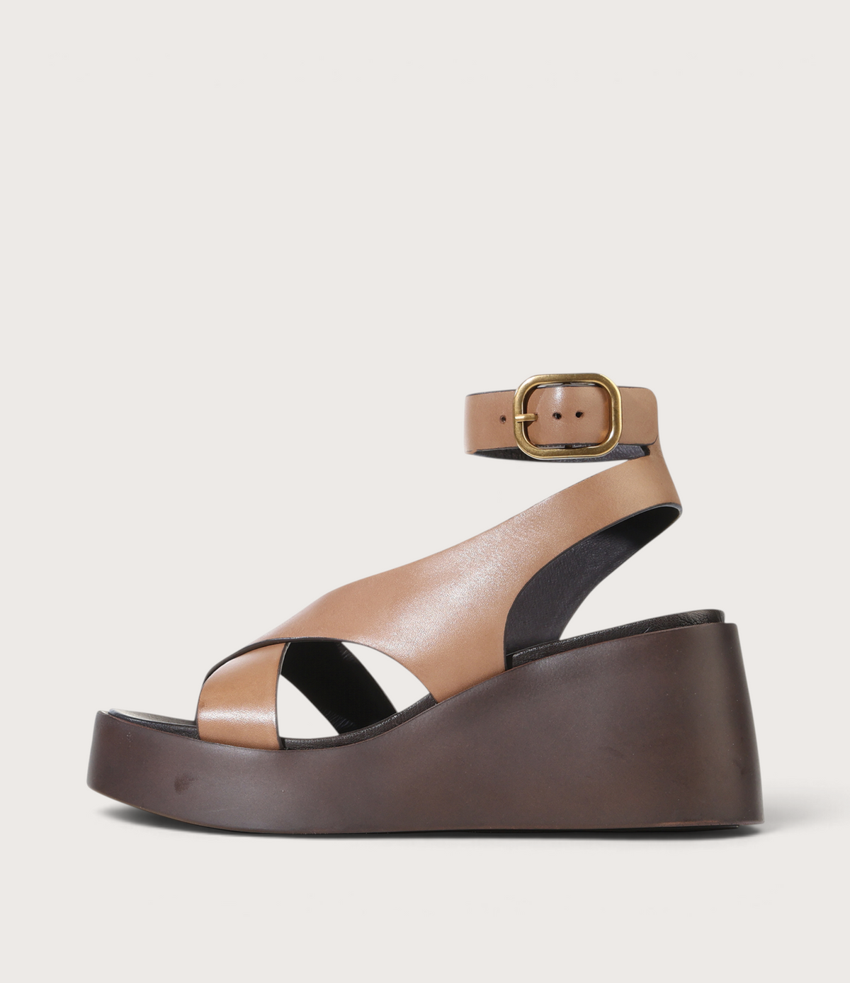 Arielle Pecan Leather Wedges