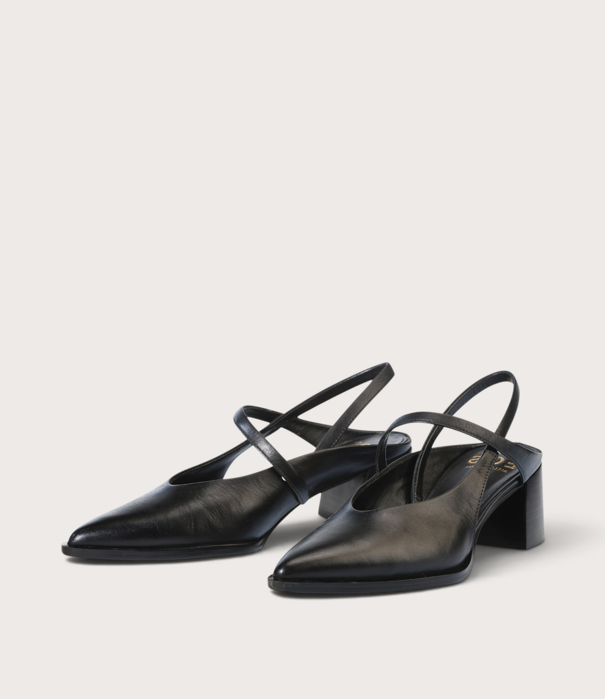 Aurais Black Leather Heels