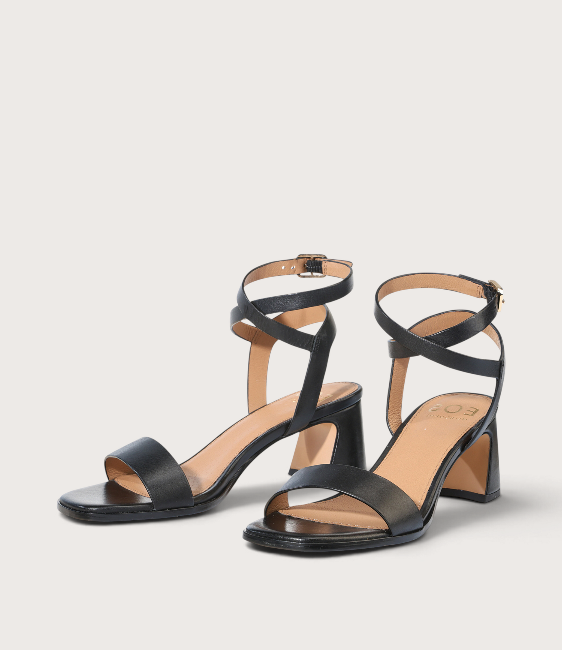 Basili Black Leather Heels