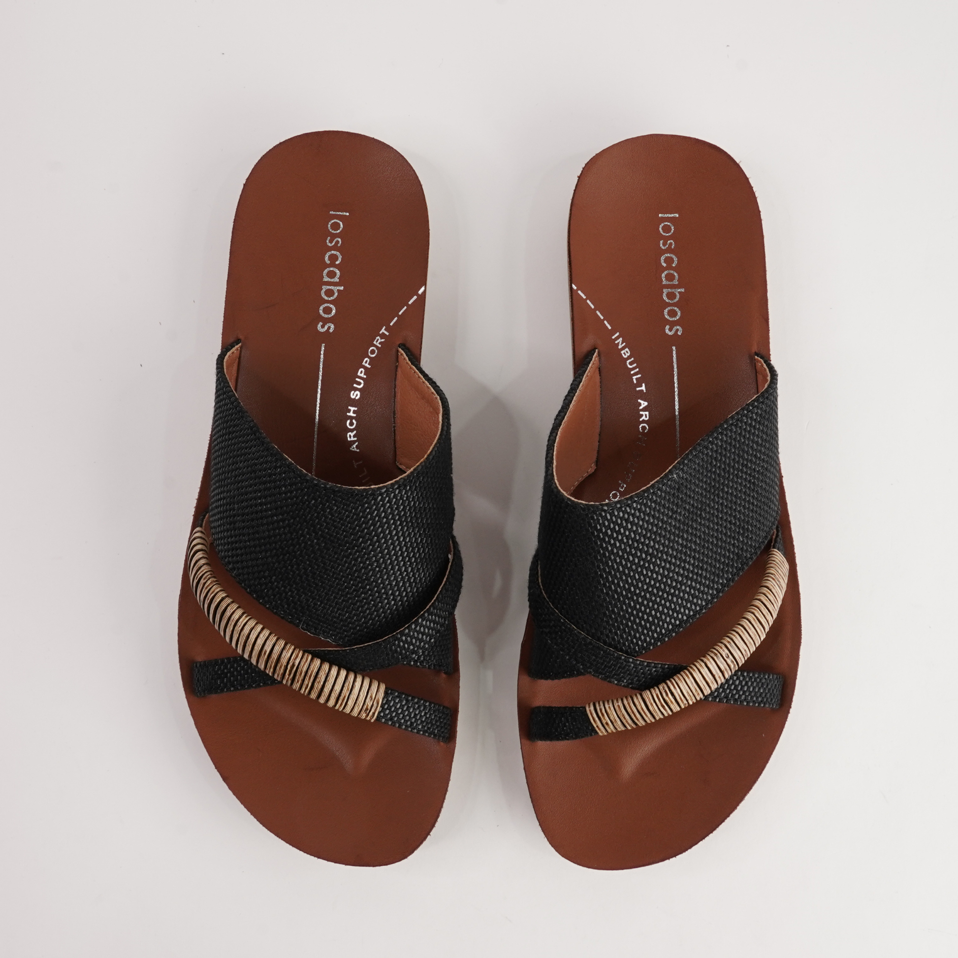 Bride Black Raffia Slides