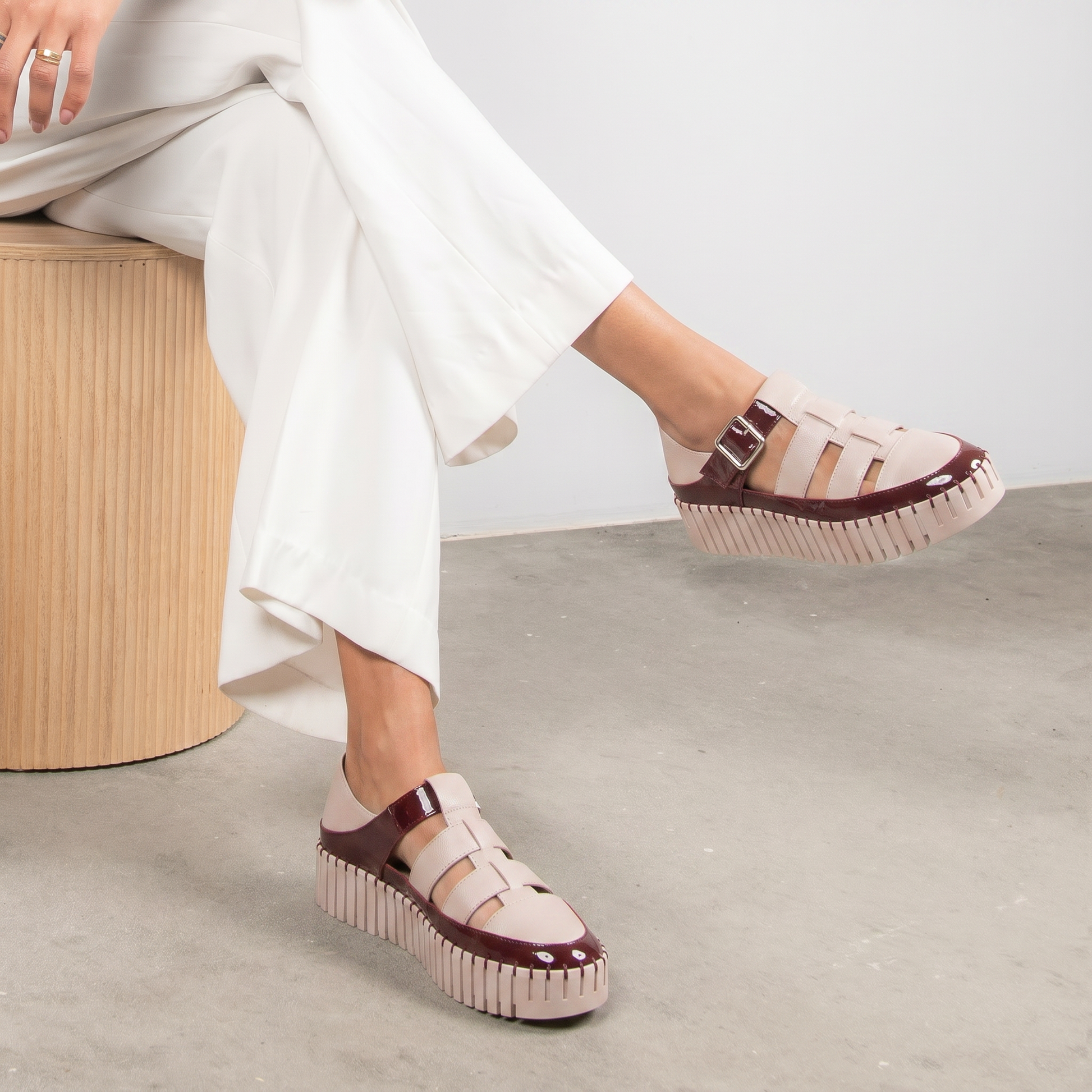 Baytown Burgundy Patent/ Nude Leather Sneakers - DJANGO AND JULIETTE | Shouz