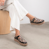 Baytown Black Patent/ Black Snake Caramel Sneakers - DJANGO AND JULIETTE | Shouz