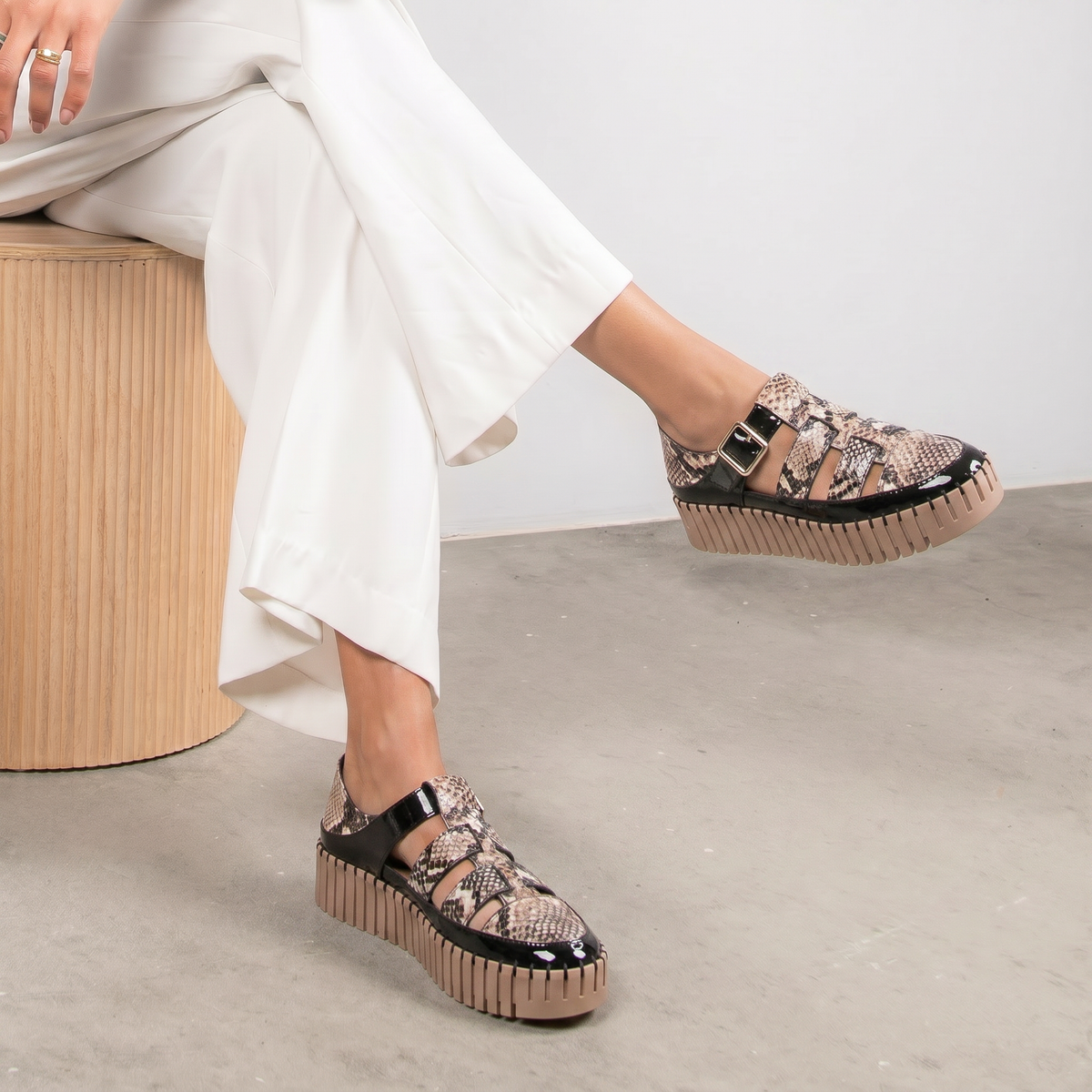 Baytown Black Patent/ Black Snake Caramel Sneakers - DJANGO AND JULIETTE | Shouz