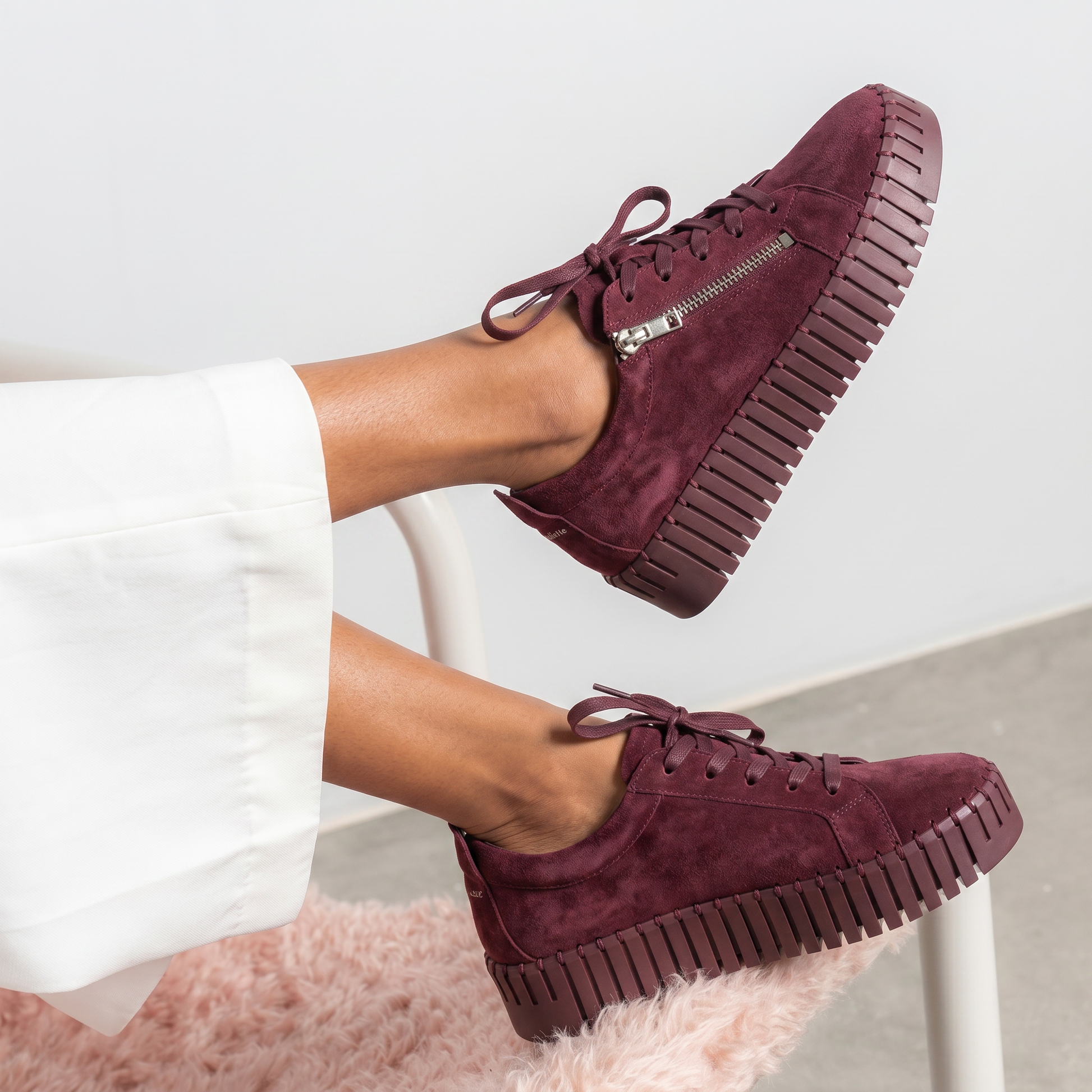 Bump Burgundy Suede/ Burgundy Sole Sneakers - DJANGO AND JULIETTE | Shouz
