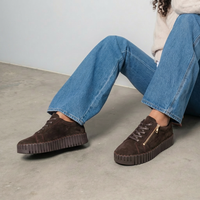 Bump Chocolate Suede Sneakers - DJANGO AND JULIETTE | Shouz