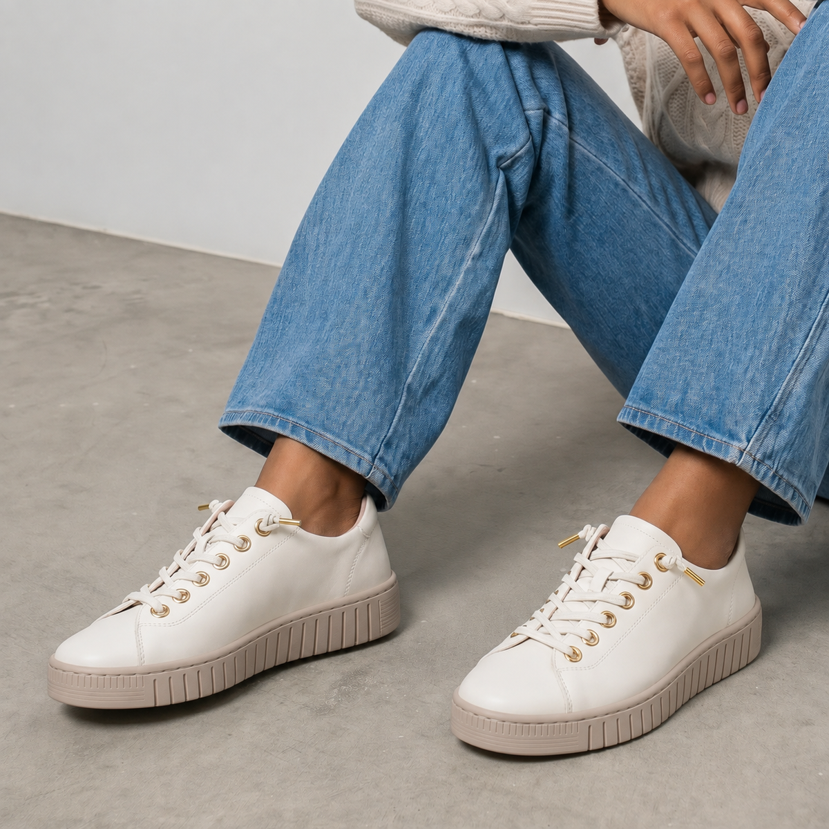 Tinara Off White Leather Sneakers