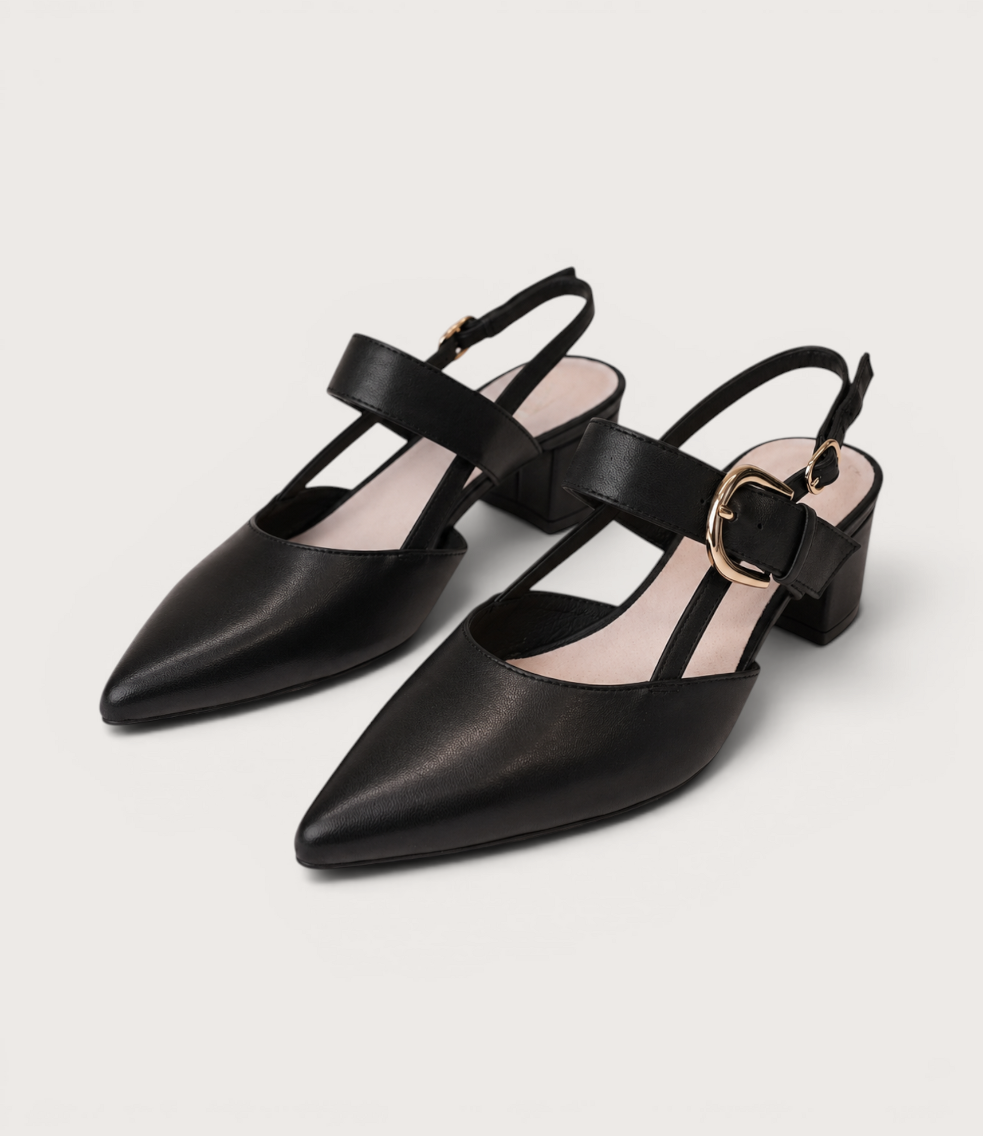 Asten Black Leather Heels