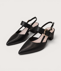 Asten Black Leather Heels