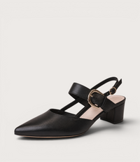 Asten Black Leather Heels