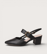 Asten Black Leather Heels