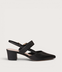 Asten Black Leather Heels