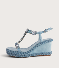 Vontey Denim Suede Wedge Sandals