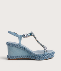 Vontey Denim Suede Wedge Sandals