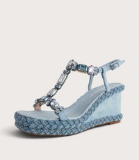 Vontey Denim Suede Wedge Sandals