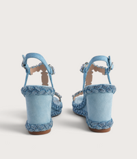 Vontey Denim Suede Wedge Sandals