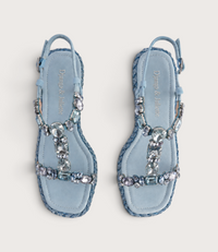 Vontey Denim Suede Wedge Sandals