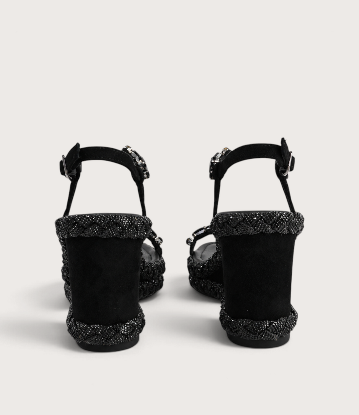 Vontey Black Suede Wedge Sandals