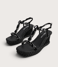 Vontey Black Suede Wedge Sandals
