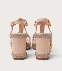 Vontey Latte Suede Wedge Sandals