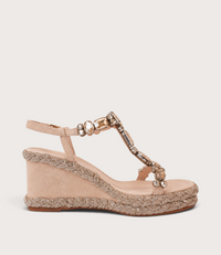 Vontey Latte Suede Wedge Sandals