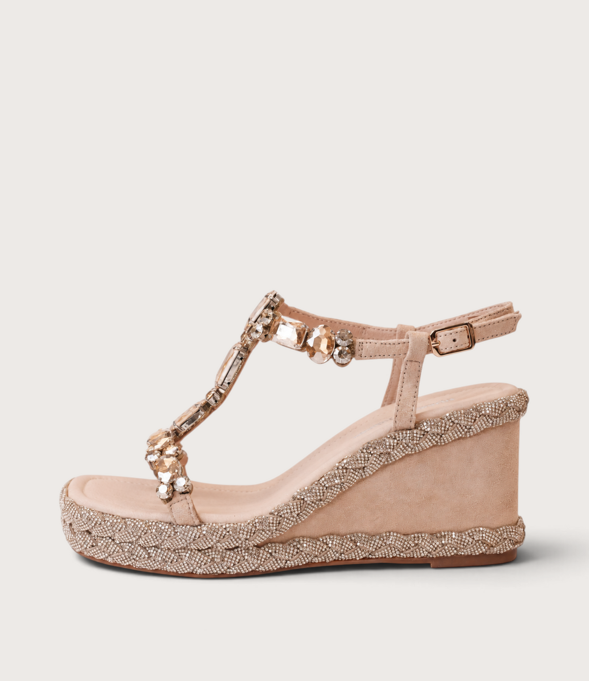 Vontey Latte Suede Wedge Sandals