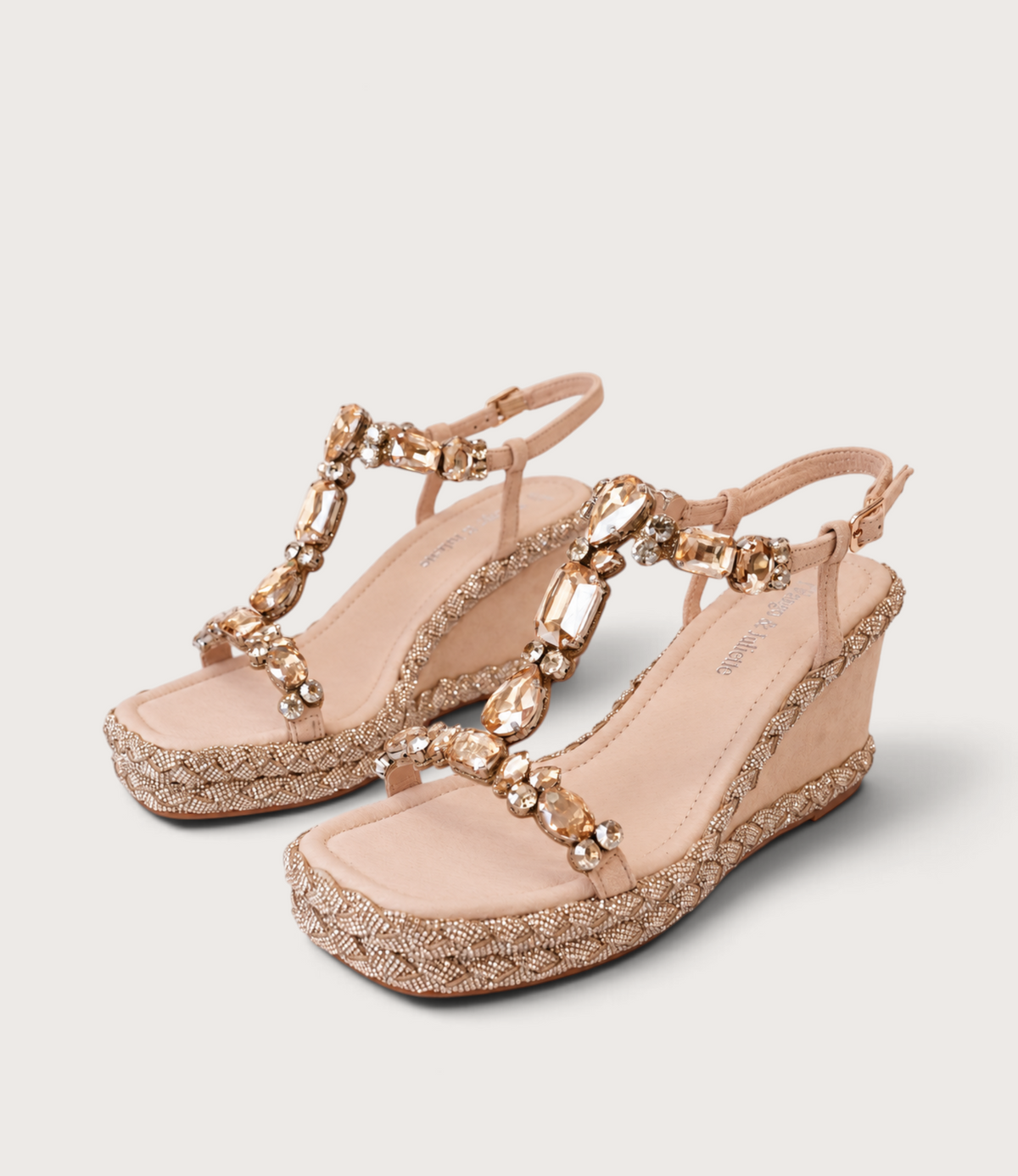 Vontey Latte Suede Wedge Sandals