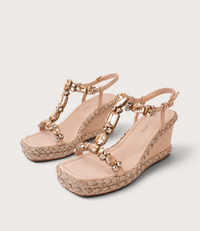 Vontey Latte Suede Wedge Sandals