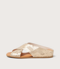 Harli Ivory/ Gold Snake Leather Slides