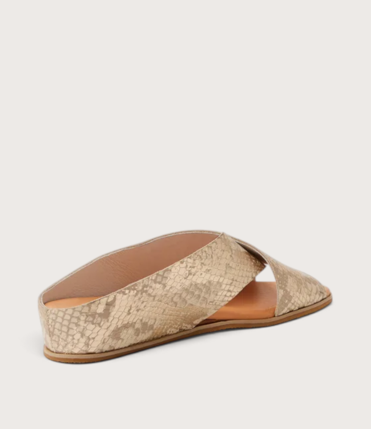 Harli Ivory/ Gold Snake Leather Slides