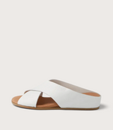 Harli White Leather Slides