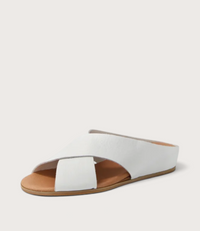 Harli White Leather Slides