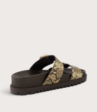 Ullana Choc/ Camel Snake Leather Slides