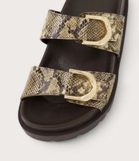 Ullana Choc/ Camel Snake Leather Slides