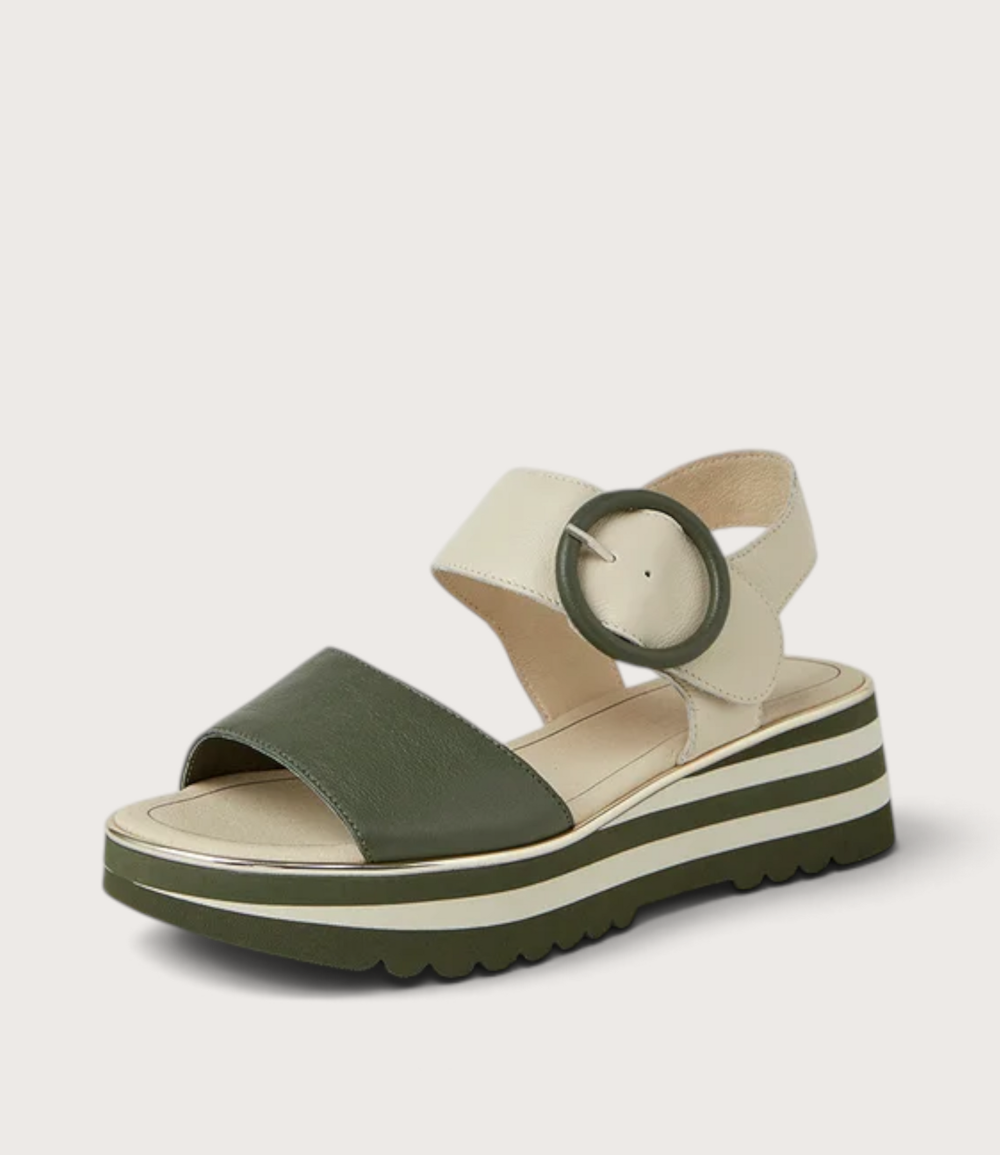 Harlows Olive/ Milk Leather Sandals