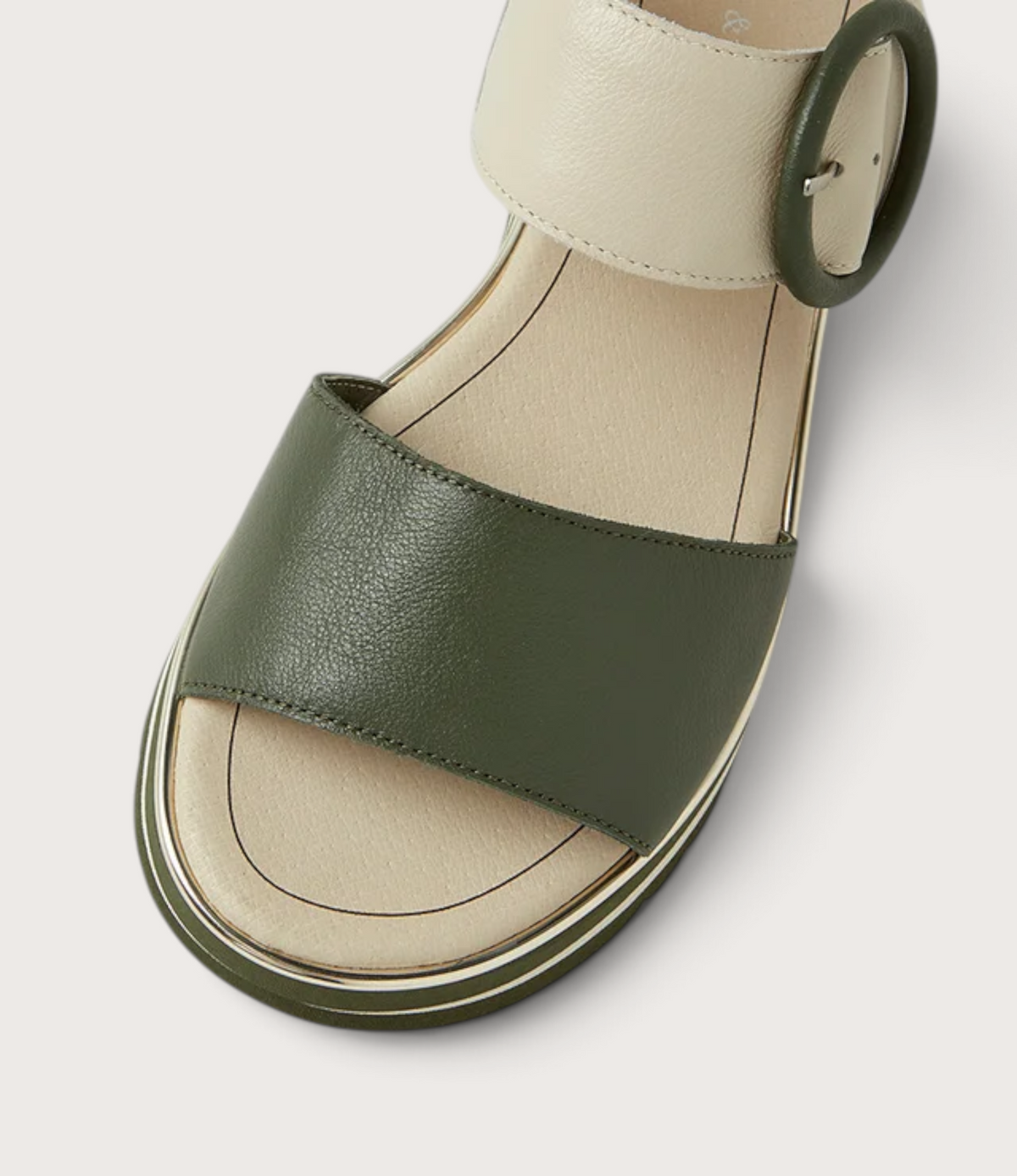 Harlows Olive/ Milk Leather Sandals