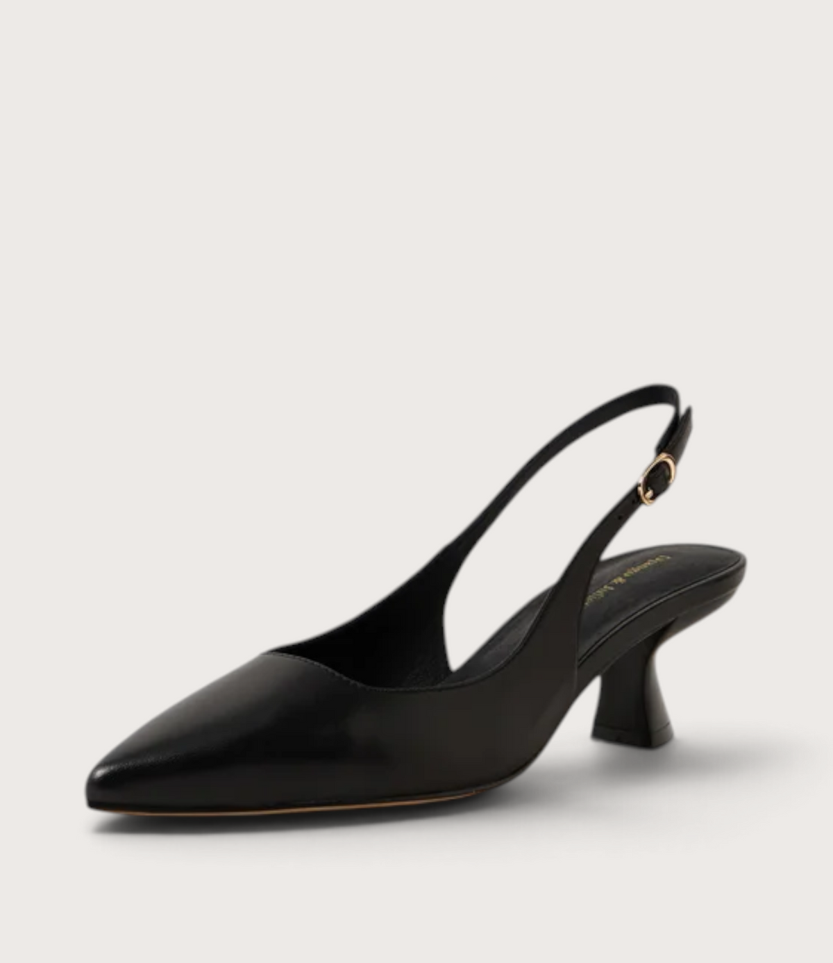 Linly Black Leather Heels
