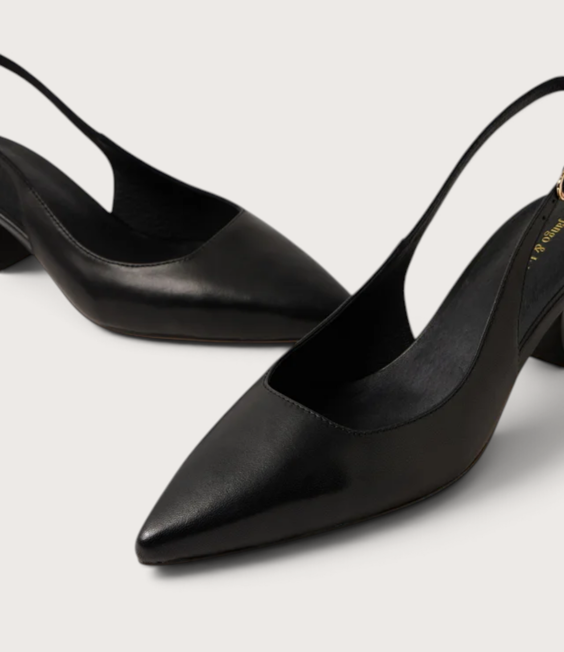 Linly Black Leather Heels