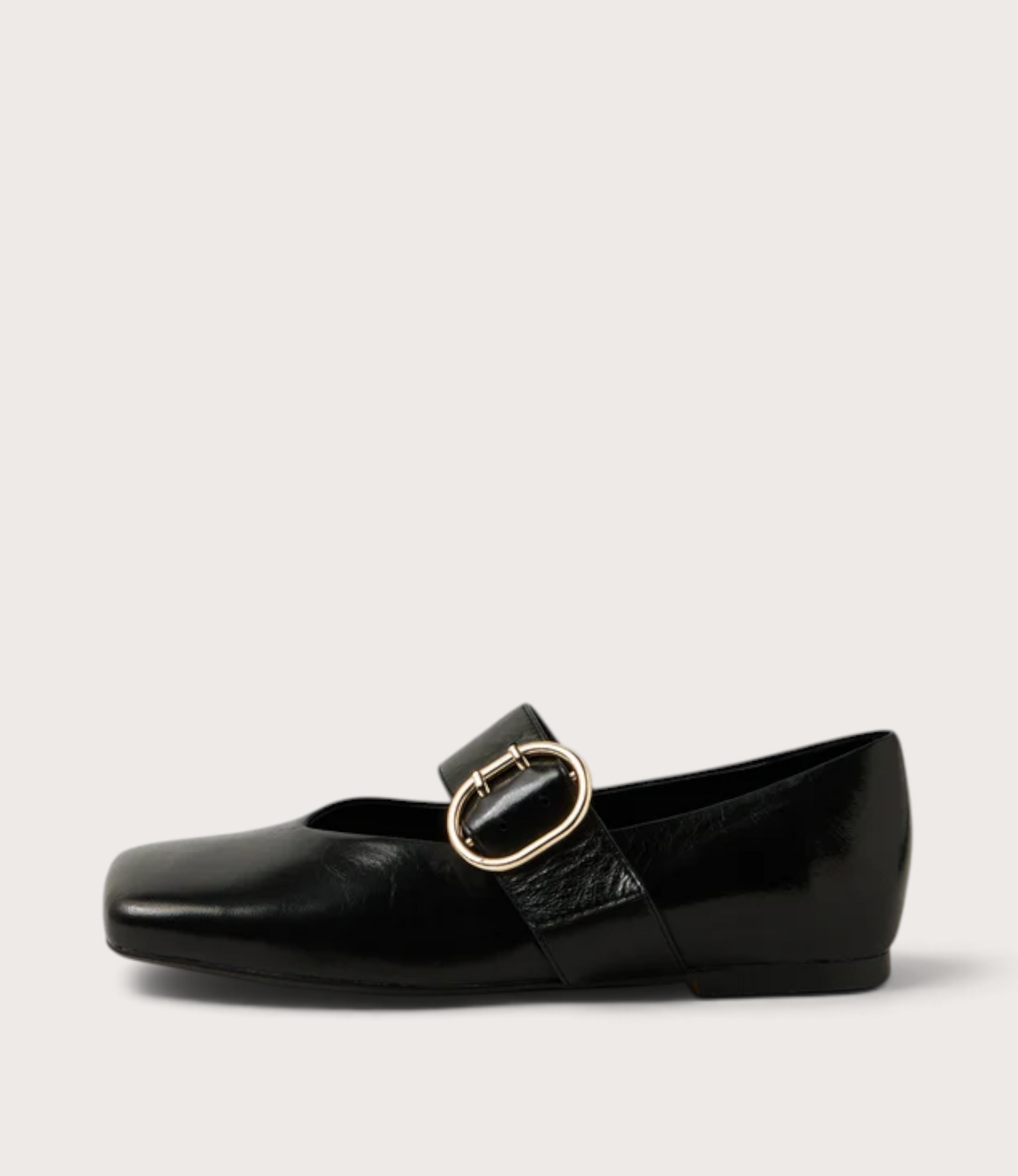 Ankitah Black Leather Flats