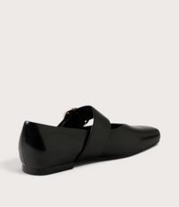 Ankitah Black Leather Flats