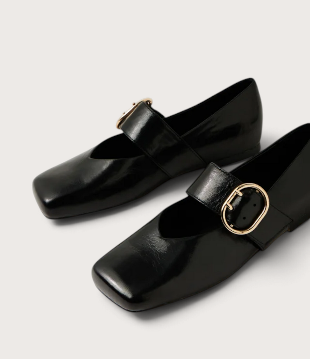 Ankitah Black Leather Flats
