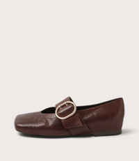 Ankitah Choc Leather Flats