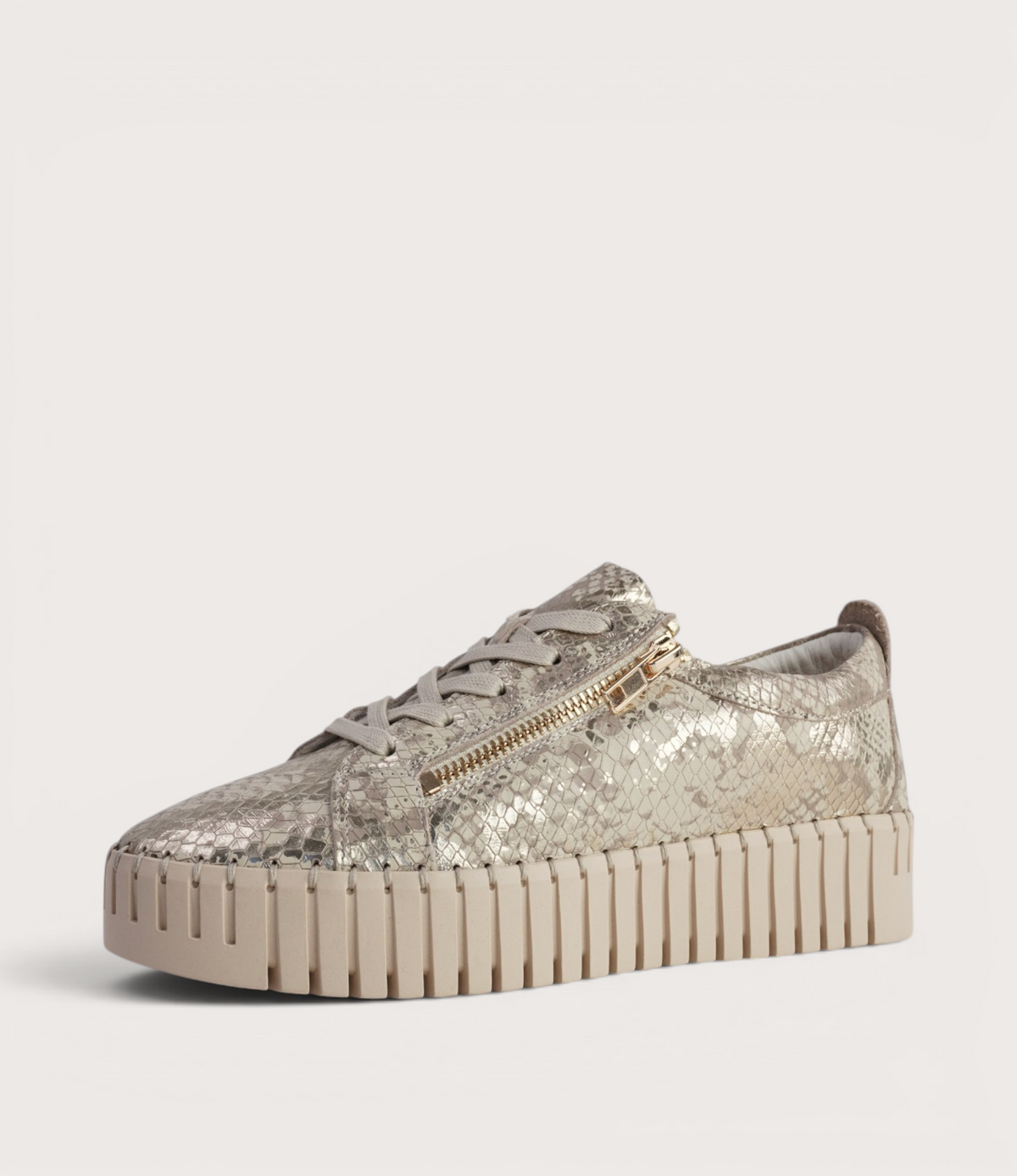 Bump Ivory Metallic Leather Sneakers